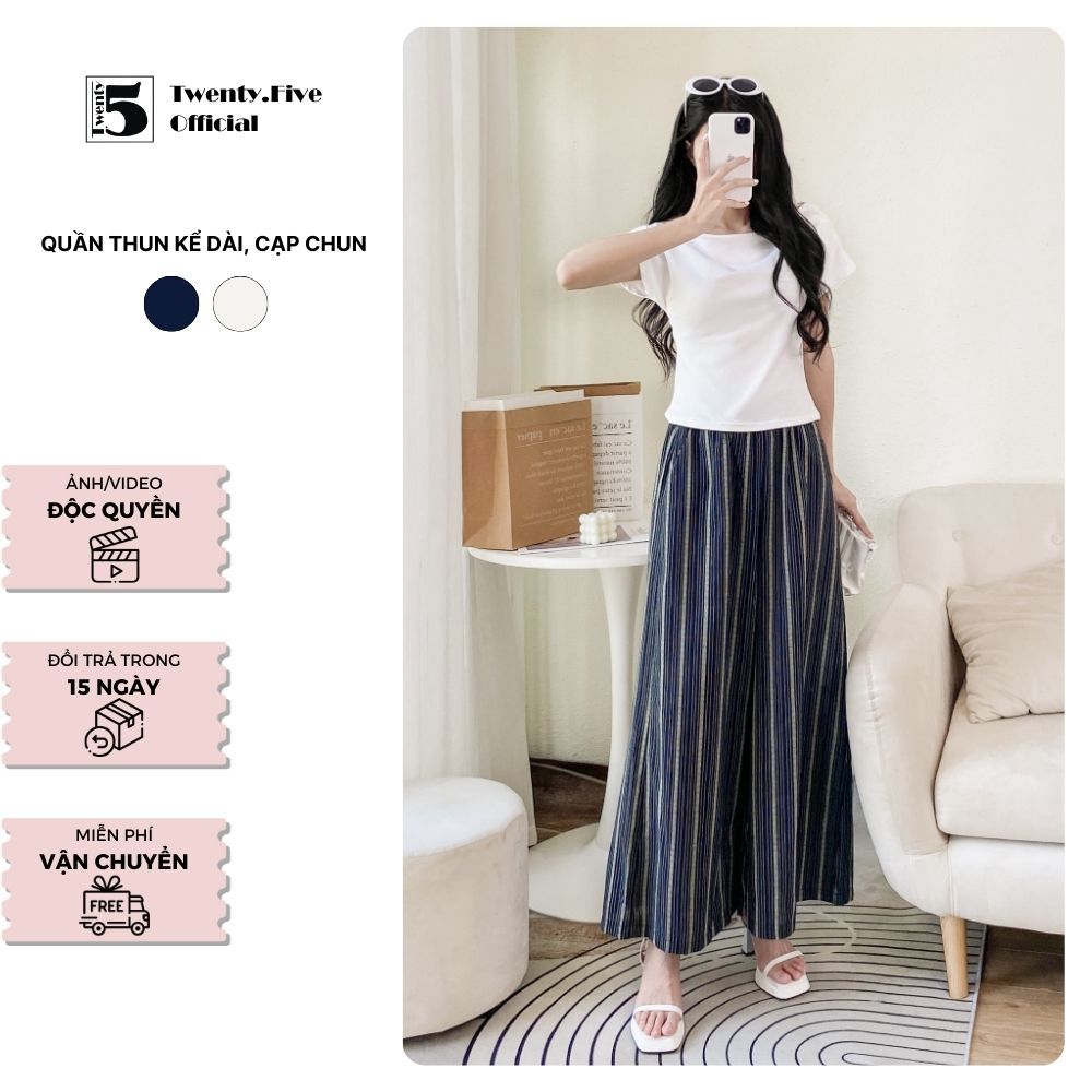 Quần thun kẻ dài, cạp chun Twenty.5- 6128