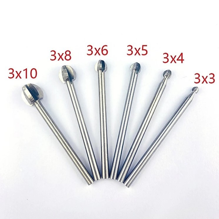 Phá thô cán 3mm (mũi quả đào- Trọn bộ 6 mũi)