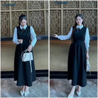 váy thiết kế phối cúc eo kèm nơ hamyclothing