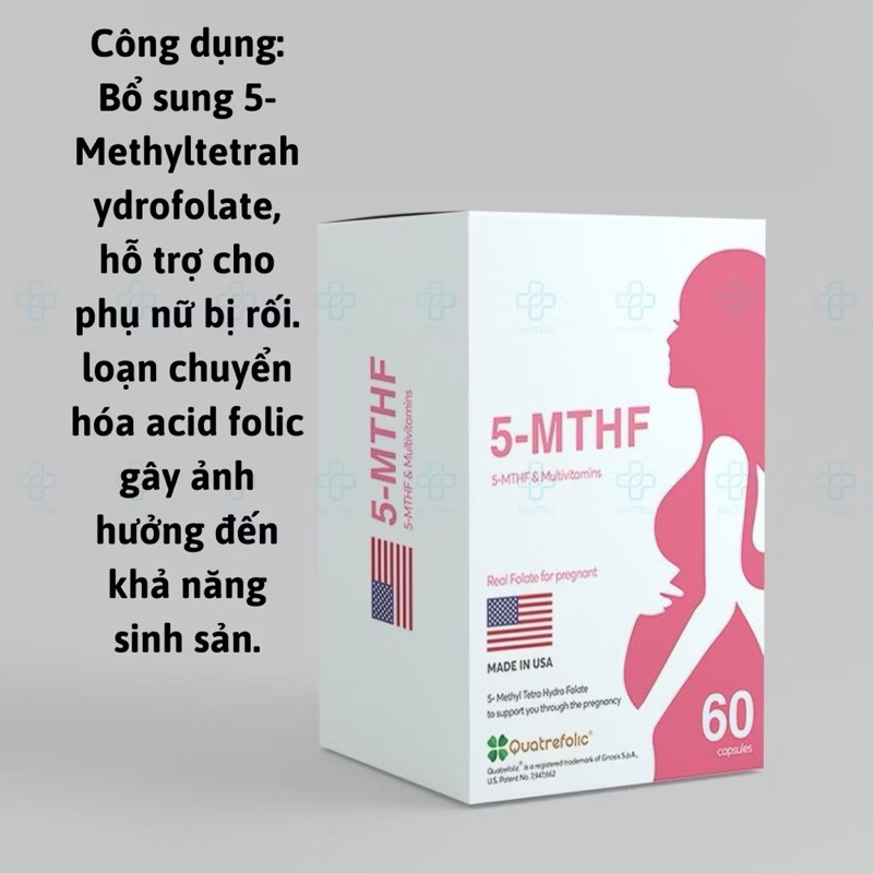 [ Chính Hãng ] 5-MTHF(hộp 60 viên,) bổ sung acid folic 5mthf, ngừa dị tật thai nhi, tăng thụ thai, g