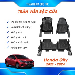 Thảm lót sàn ô tô TPE Honda City đời 2021 - 2024 thảm đúc nguyên khối TRÀN VIỀN chống nước, chống bẩn, không mùi