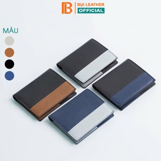 Ví nam da mini Bụi Leather chất liệu da Saffiano dáng đứng nhỏ gọn V120 4 màu lựa chọn