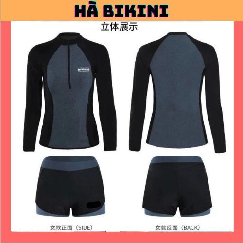 [BKN 016] Đồ Bơi đi biển 2 mảnh quần đùi 2 LỚP XÁM ÁO TAY DÀI dáng thể thao năng động kín đáo HÀ BiKiNi | BigBuy360 - bigbuy360.vn