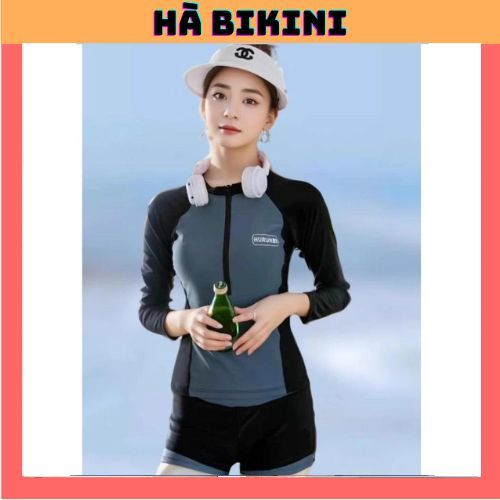 [BKN 016] Đồ Bơi đi biển 2 mảnh quần đùi 2 LỚP XÁM ÁO TAY DÀI dáng thể thao năng động kín đáo HÀ BiKiNi | BigBuy360 - bigbuy360.vn