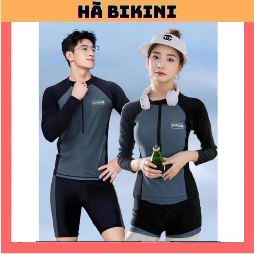 [BKN 016] Đồ Bơi đi biển 2 mảnh quần đùi 2 LỚP XÁM ÁO TAY DÀI dáng thể thao năng động kín đáo HÀ BiKiNi | BigBuy360 - bigbuy360.vn