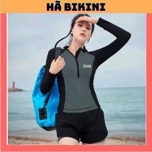 [BKN 016] Đồ Bơi đi biển 2 mảnh quần đùi 2 LỚP XÁM ÁO TAY DÀI dáng thể thao năng động kín đáo HÀ BiKiNi | BigBuy360 - bigbuy360.vn