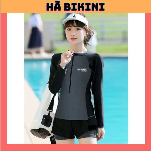 [BKN 016] Đồ Bơi đi biển 2 mảnh quần đùi 2 LỚP XÁM ÁO TAY DÀI dáng thể thao năng động kín đáo HÀ BiKiNi | BigBuy360 - bigbuy360.vn