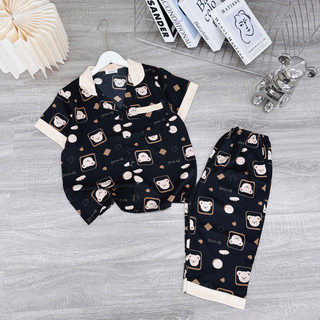 Bộ pyjama chất liệu vải lụa mango mát mịn co giãn quần lửng áo cộc tay freesize 40 đến 60kg