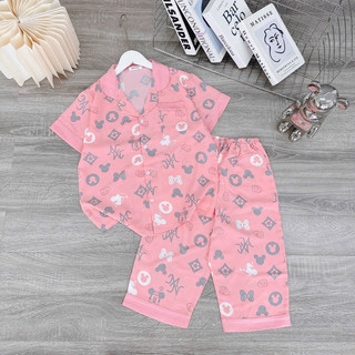 Bộ pyjama chất liệu vải lụa mango mát mịn co giãn quần lửng áo cộc tay freesize 40 đến 60kg