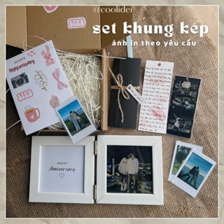 Set khung ảnh đôi quà tặng ngày kỷ niệm, sinh nhật, valentines, lễ [FULL HỘP, GIẤY RƠM] - Coolidei