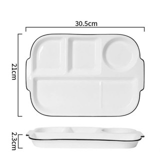 khay cơm 4 ngăn gốm sứ trắng dài 30cm rộng 21 cao 2cm siêu cute cho bé