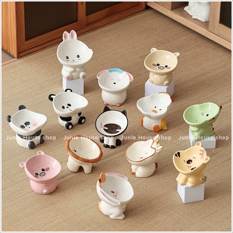 Khay ăn sứ chống mỏi cổ cho mèo bát ăn chống gù cho chó mèo