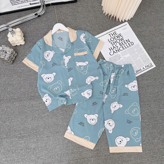 Bộ pyjama chất liệu vải lụa mango mát mịn co giãn quần lửng áo cộc tay freesize 40 đến 60kg