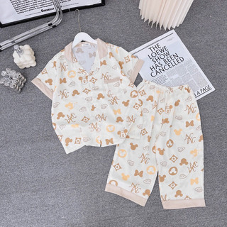 Bộ pijama chất vải lụa mango mềm mịn mát co giãn nhẹ không nhăn không phai quần lửng áo cộc freesize 40 đến 60kg