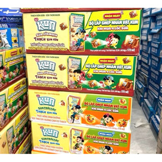 Thùng 48 hộp x170ml sữa kun trái cây thạch vị cam, vị sô cô la