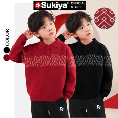 Áo Len Polo Dệt Kim Trẻ em SUKIYA Chất Sợi Len Lông Cừu Mềm Mại Hàng Cao Cấp AL91