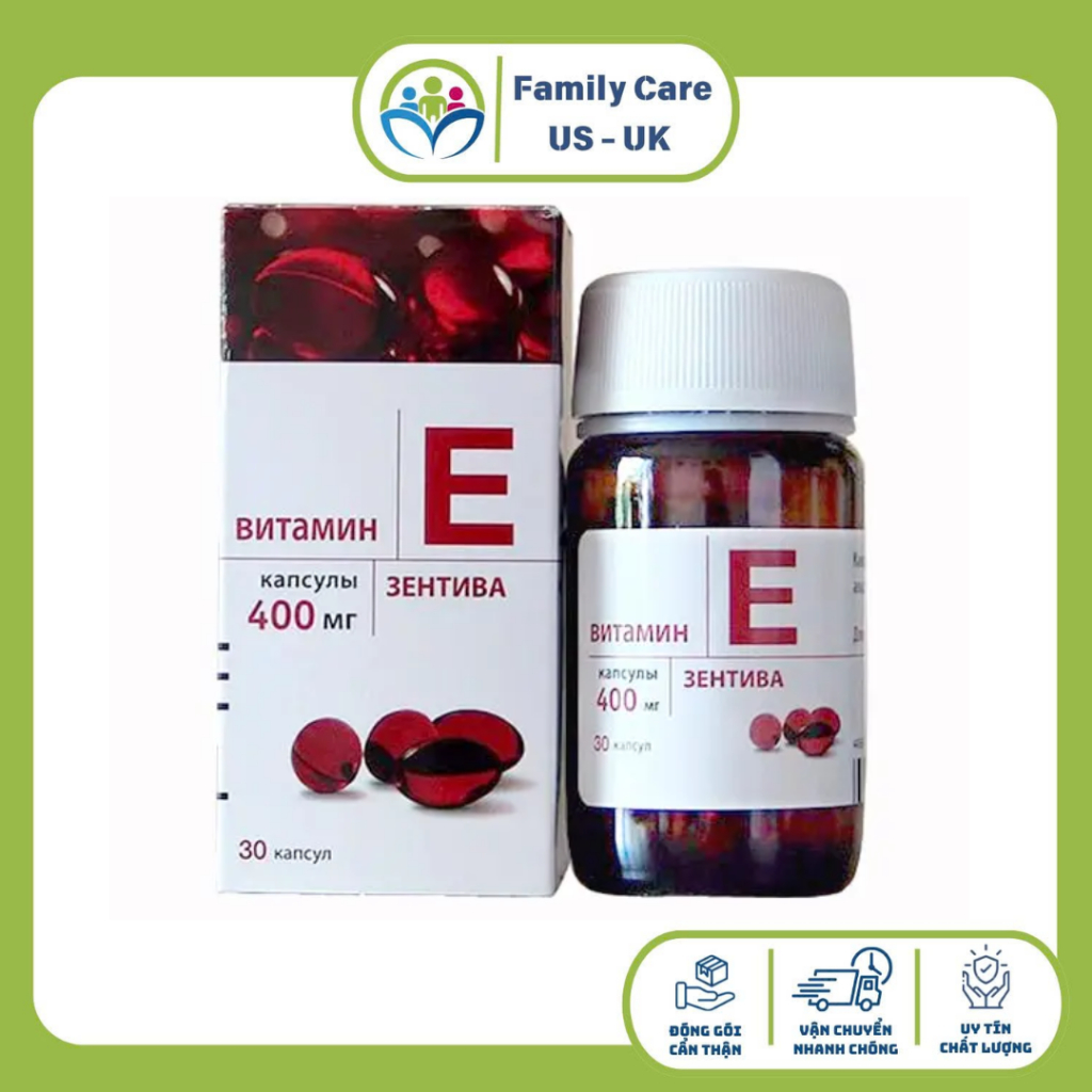 Viên uống bổ sung Vitamin E đỏ của Nga 400mg - lọ thuỷ tinh