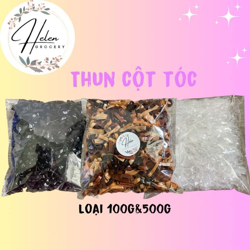 Thun Cột Tóc Nhiều Loại - Chất Liệu Bền, Đa Dạng Màu Sắc, Size 100g & 500g