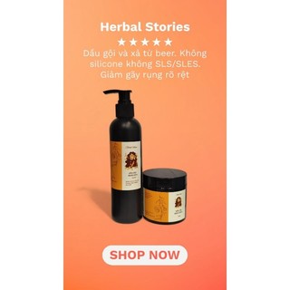 Combo Dầu gội & Dầu xả beer dừa Herbal Stories - Phục Hồi Tóc Khô Xơ, Giúp Tóc Chắc Khỏe