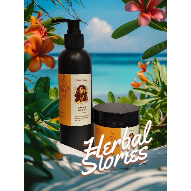 [Herbal Stories] Combo Dầu gội và Dầu xả beer dừa