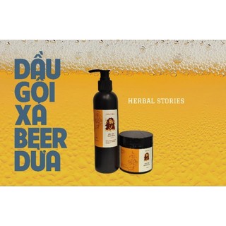 Combo Dầu gội & Dầu xả beer dừa Herbal Stories - Phục Hồi Tóc Khô Xơ, Giúp Tóc Chắc Khỏe