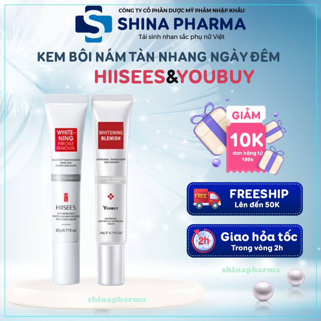 Kem Nám Tàn Nhang HISSESS &YOUBUY - Combo Kem Dưỡng Trắng Da Hỗ Trợ Giảm Tàn Nhang, Thâm Nám Ngày Và Đêm
