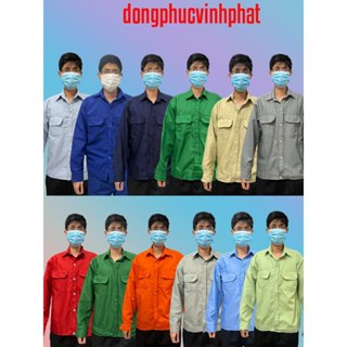  Áo Bảo Hộ Lao Động Công Nhân Công Trình Vải Kaki Chéo Thoáng Mát Nhiều Màu Giá Rẻ - Hình Thật Có Sẵn 