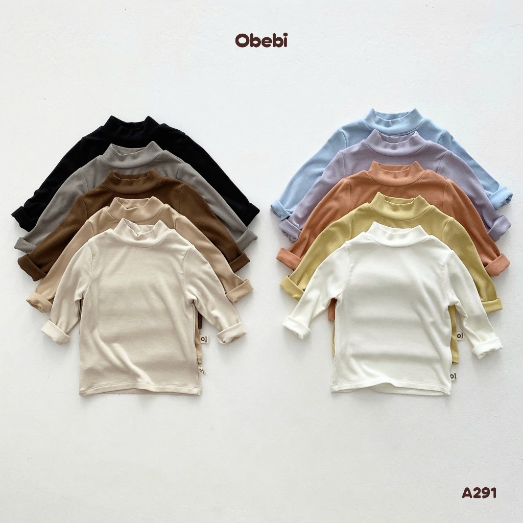 Áo Giữ Nhiệt Cổ 3 Phân Chất Cotton Co Giãn 4 Chiều Cho Bé Trai Bé Gái OBEBI A291
