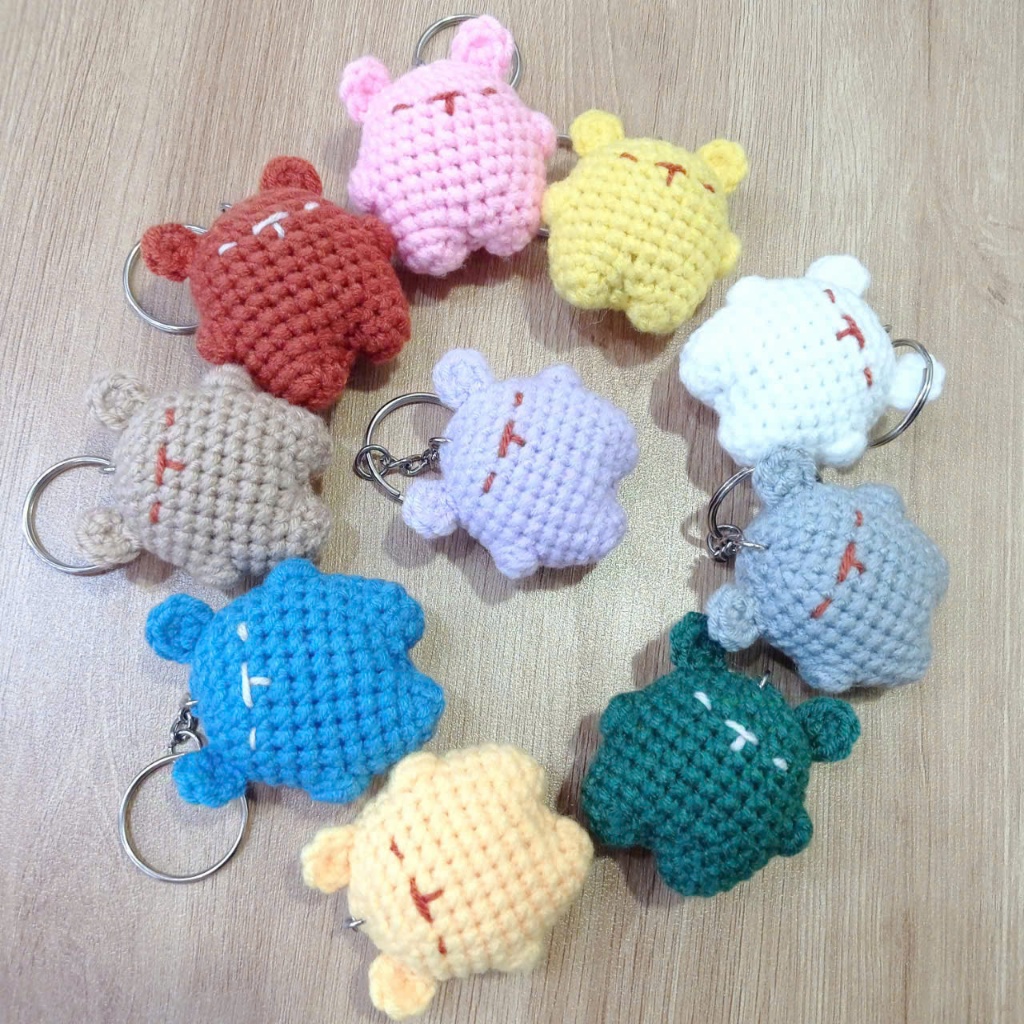 Móc khóa gấu mini handmade bằng len