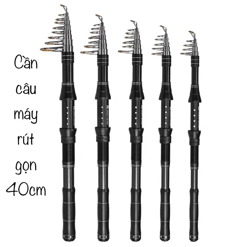 Cần câu máy rút gọn từ 40cm chất liệu cacbon cao cấp