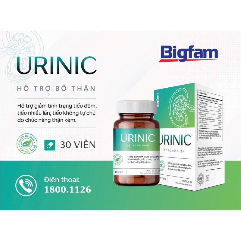 [ Mua 6 tặng 1] viên uống URINIC dùng được cho nam và nữ hỗ trợ giảm tiểu đêm,tiểu buốt,tiểu nhiều lần do thận yếu