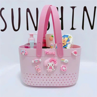 Giỏ đựng đồ, túi xách nhựa thiết kế lỗ trống gắn hình đựng đồ treo nhà tắm đựng đồ cho bé gọn xinh