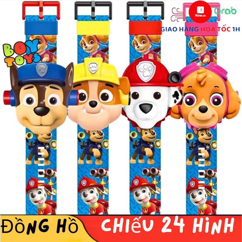 Đồ chơi đồng hồ chiếu sáng 24 hình chú chó cứu hộ đồng hồ 3D thông minh trẻ em