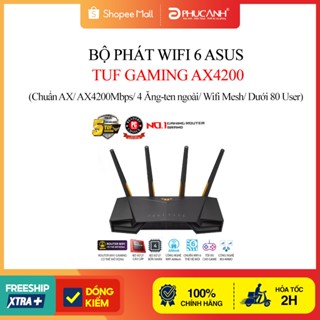  Bộ phát wifi 6 Asus TUF Gaming AX4200  Chuẩn AX  AX4200Mbps  4 Ăng-ten ngoài  Wifi Mesh  Dưới 80 User  