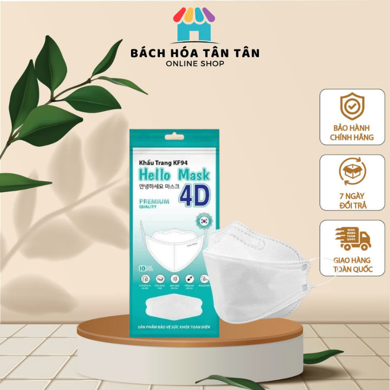 Khẩu trang y tế Hello Mask 4D Chính Hãng Không Bí Thở, Không Lem Son Môi, Ngăn Ngừa Khói Bụi, Vi Khuẩn