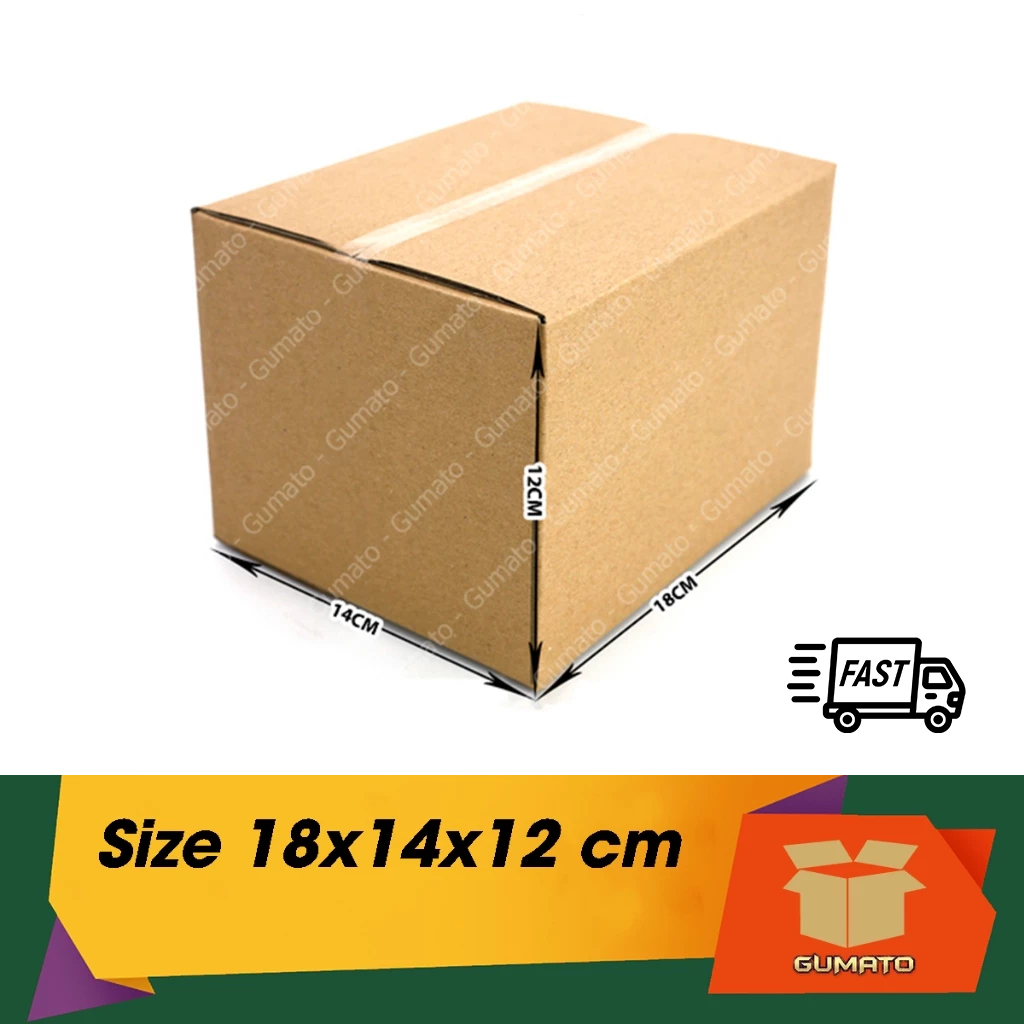 Size 18x14x12 cm, hộp giấy thùng carton gói hàng tại Gumato (Mã số G-P40)