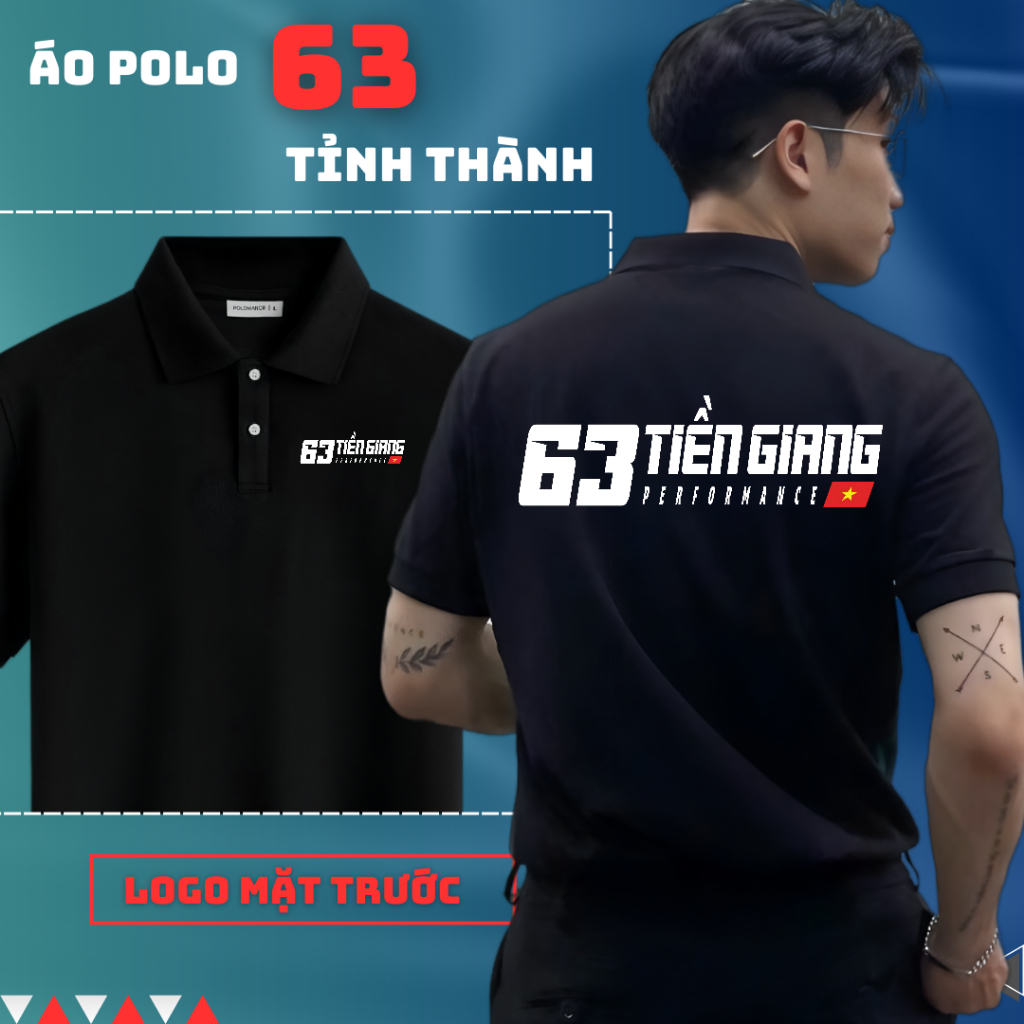 ÁO POLO in 63 tỉnh thành - 63 TIỀN GIANG (ghi chú mã tỉnh hoặc tên bạn muốn đặt)