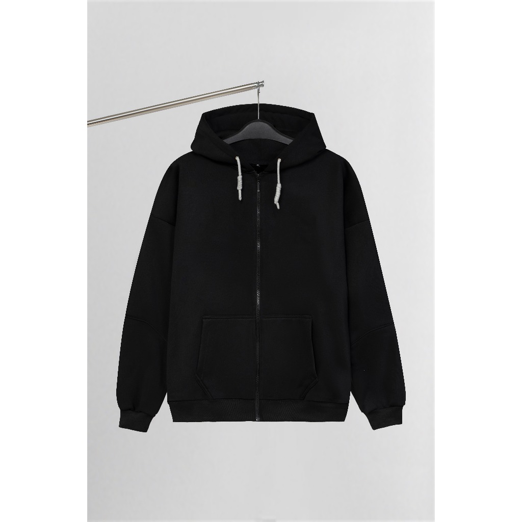 Áo Khoác Hoodie Zip Nam Nữ Local Brand Neogen ND01 Nỉ Lông Cáo Mũ To Màu Đen Trơn, Form Unisex Basic