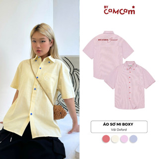 Áo Sơ Mi Boxy Kẻ Sọc Bycamcam Oxford Cúc Màu Đỏ/Xanh Form Unisex Nam Nữ AMN048