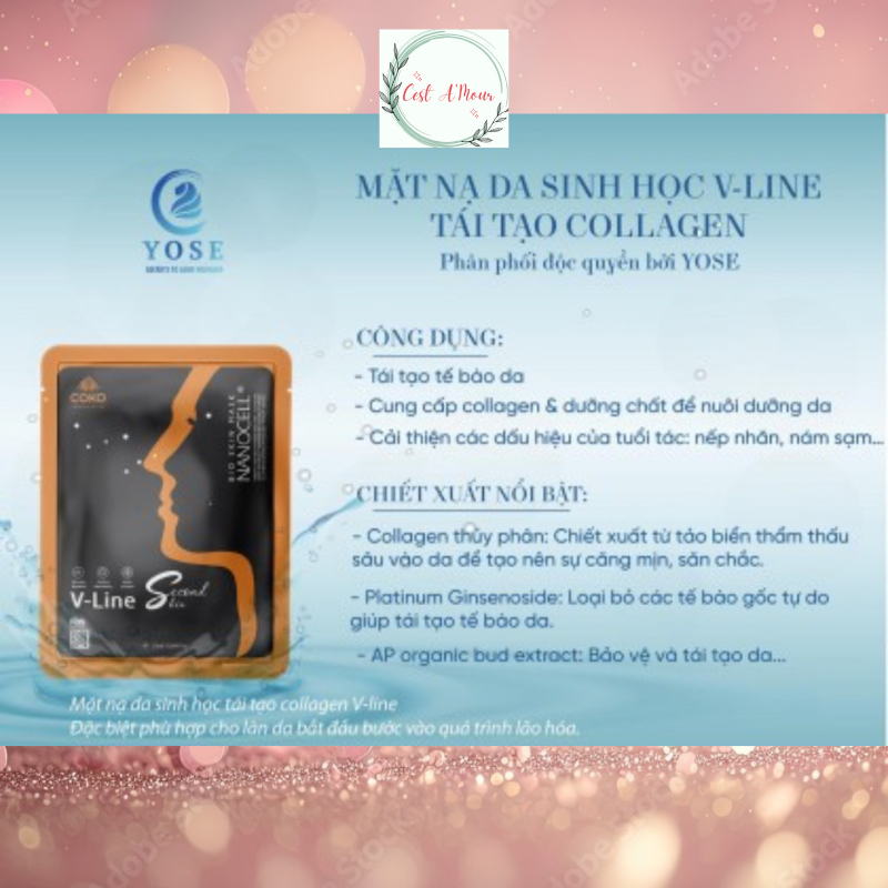 Mặt nạ da sinh học 3 màu YOSE giúp xóa nếp nhăn phục hồi và làm sáng da hộp 6 miếng