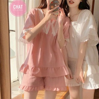 [Ren Đùi MÃ 6] Bộ Pijama Gân Ren Tiểu Thư Cộc Siêu Hot Sze(40-60)kg CHAT06