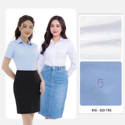 Áo Sơ Mi Nữ Thái Hòa Đa Chất Liệu R01 Cotton, R10 Sợi tre, R09 Lụa, Họa Tiết Trơn Kiểu Ngắn Dài