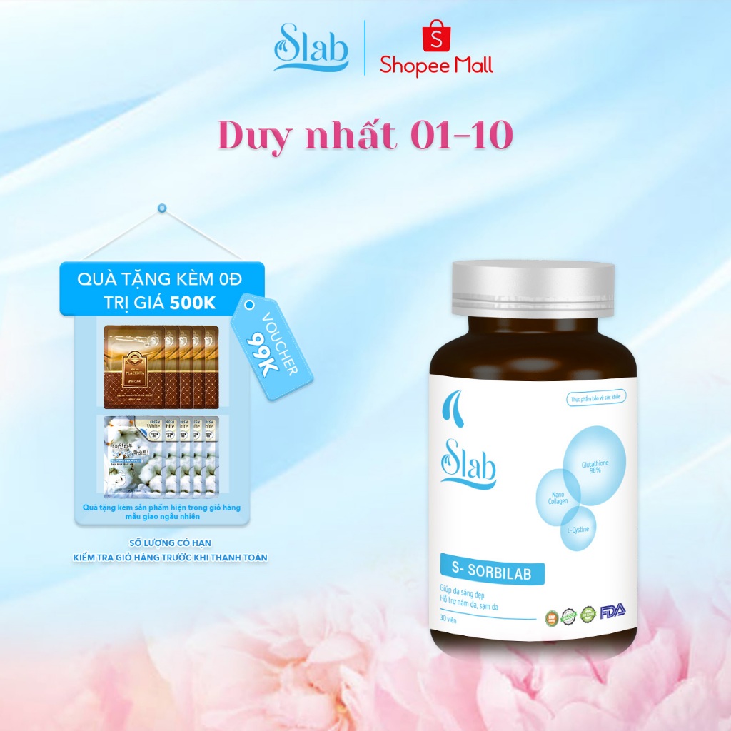 Viên uống trắng da Slab - S-Sorbilab Dưỡng Sáng Hạn Chế Sạm Nám - Mỹ Phẩm Dưỡng Da Slab