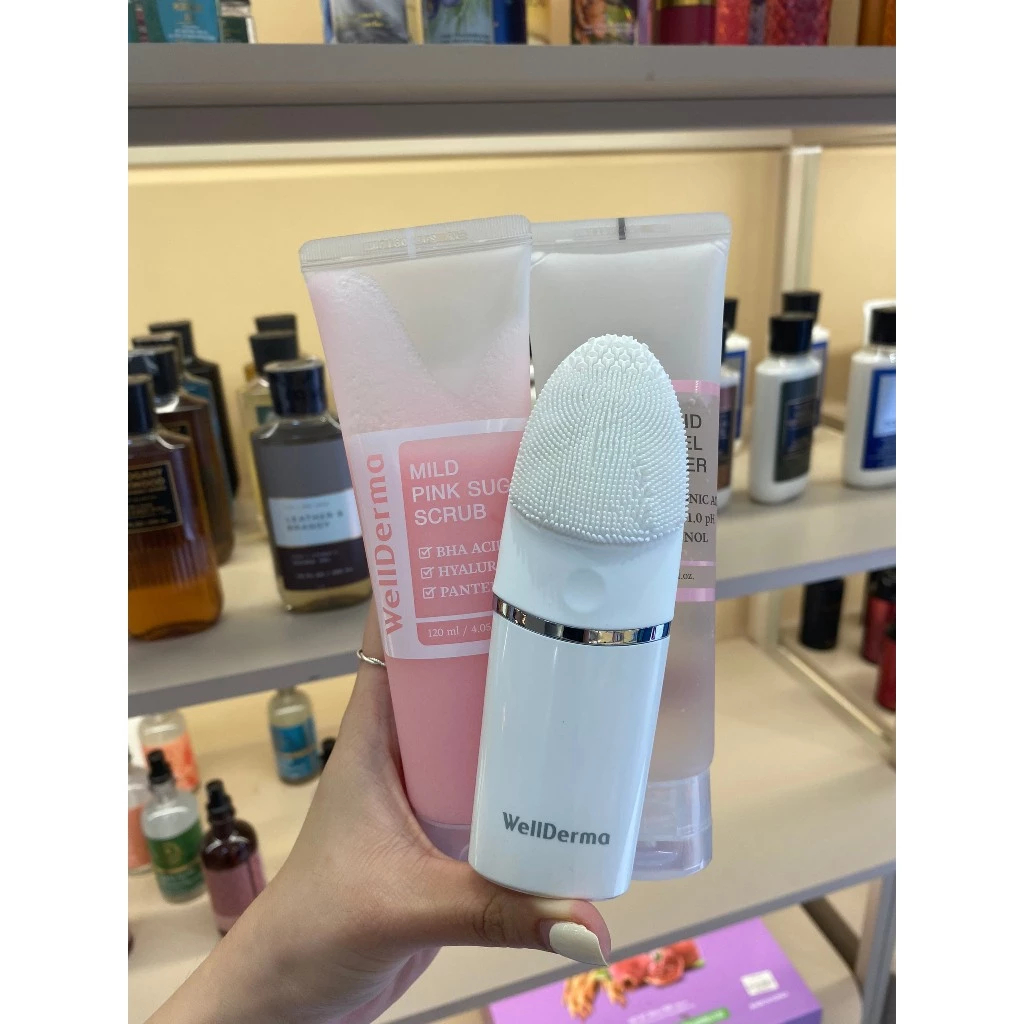 Wellderma Mild Acid Acne Gel Cleanser & Pink Sugar Scrub Set