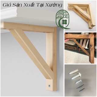 (Rẻ Nhất Sàn) Chân kệ gỗ treo tường (1 cái), eke gỗ, Kệ gỗ treo đèn decor, ê ke đỡ kệ, giá gỗ chữ L, MUA 9 tặng 1