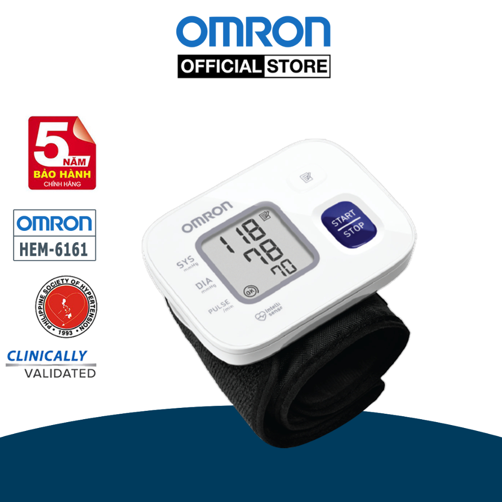 Máy Đo Huyết Áp Cổ Tay Omron HEM-6161 | Thương Hiệu Nhật Bản - Bảo Hành 5 Năm