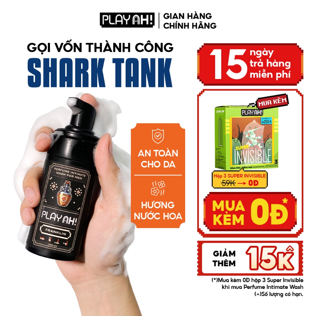 Bọt Dung Dịch Vệ Sinh Nam PlayAh hương nước hoa Franklin/Mint Whisper tạo bọt 100ml