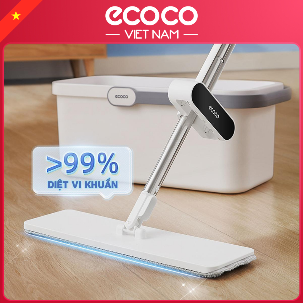 Cây lau nhà tự vắt thông minh ECOCO kháng khuẩn xoay 360 độ, lau sạch khô nhanh,chổi lau nhà gấp gọn