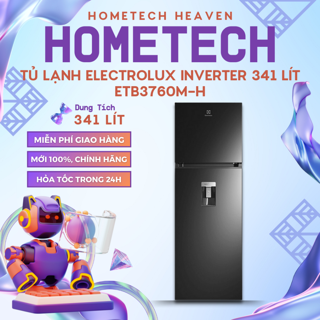 [GIAO LẮP MIỄN PHÍ] ETB3760M-H - Tủ lạnh Electrolux Inverter 341 lít ETB3760M-H - Hàng Chính Hãng, M