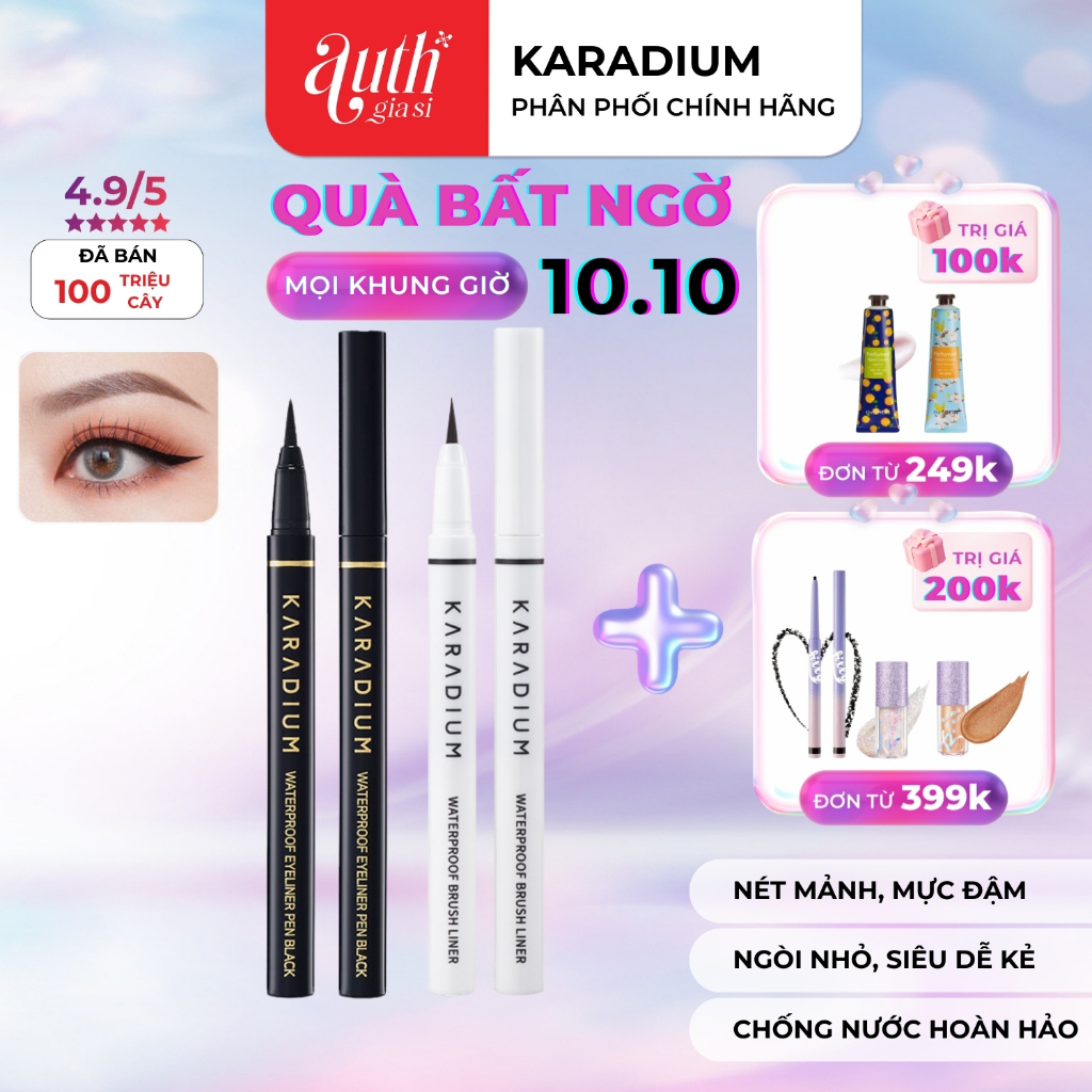 Bút Dạ Kẻ Mắt Nước Lâu Trôi, Sắc Nét Karadium Waterproof Brush Liner / Eyeliner Pen Black